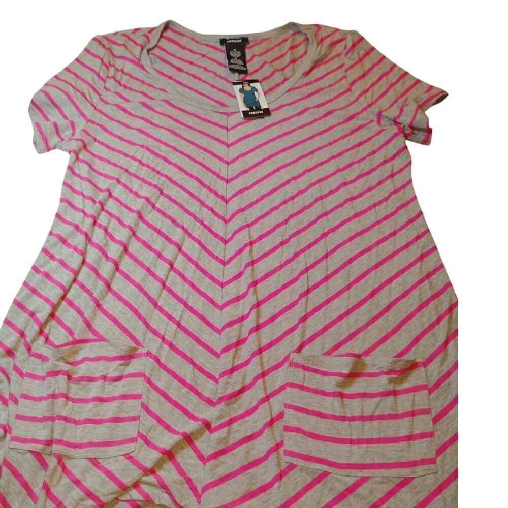 Premise Women's Gray & Pink Striped Top - Size XL - NEW